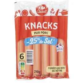 Knacks pur porc réduit en sel (210g)