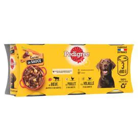 Pâtée pour chien adulte, en sauce (3x800g)