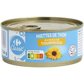 CARREFOUR Miettes de thon à l'huile de tournesol 104g