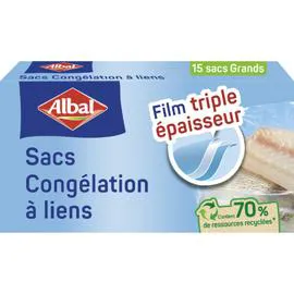 Grands Sacs Congélation à lien - 70% de ressources recyclées (x15)
