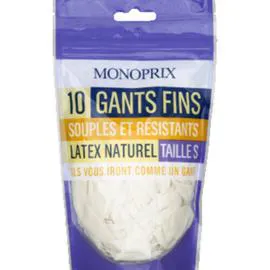MONOPRIX Gants fins souples et résistants, latex naturel, taille S l'unité