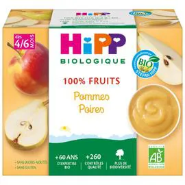 Compote bébé dès 4-6 mois pommes poires Bio (4x100g)