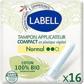 Tampon applicateur compact coton 100% BIO Normal (x16)