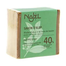 Savon Alep huiles d'olives et baies de laurier 40 % (185g)
