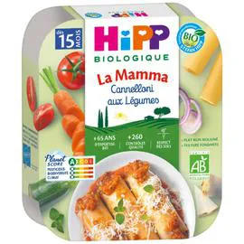 HIPP BIOLOGIQUE Plat bébé dès 15 mois cannelloni aux légumes Bio 250g