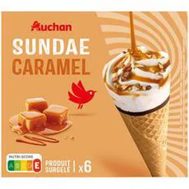 AUCHAN Cône glacée sundae caramel 389g