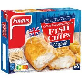 FINDUS Poisson pané colin façon fish & chips msc 400g