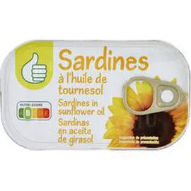 AUCHAN, POUCE Sardines à l'huile de tournesol 120g