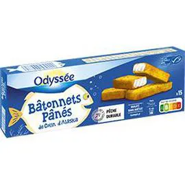ODYSSÉE Bâtonnets panés de colin d'Alaska 15x30g