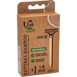 CARREFOUR SOFT Rasoir bambou 3 lames + recharges l'unité