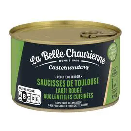 LA BELLE CHAURIENNE Saucisse de toulouse label rouge aux lentilles vertes du berry 420g