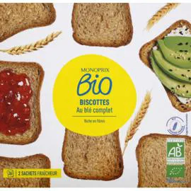 MONOPRIX BIO Biscottes au blé complet bio 300g