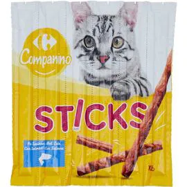 CARREFOUR COMPANINO Friandise pour chat sticks au saumon 6x5g
