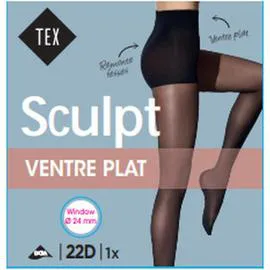 Collant femme noir 22D sculptant ventre plat T2 (l'unité)