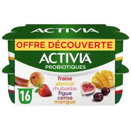 Yaourt aux fruits bifidus fraise abricot rhubarbe figue cerise mangue (16x125g)