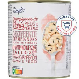 CARREFOUR SIMPL Champignons de Paris pieds & morceaux 460g