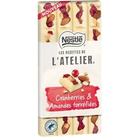Tablette de chocolat L'Atelier Cranberries Amandes (150g)