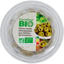 Olives vertes dénoyautées aux herbes (150g)
