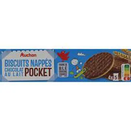Biscuits nappés de chocolat au lait, sachets fraîcheur (200g)
