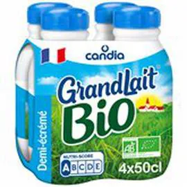 Lait GrandLait Bio Demi-écrémé (4x50cl)
