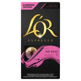 L'OR, ESPRESSO Café capsules Compatibles Nespresso or rose intensité 7 10x5,2g