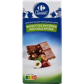 Chocolat lait noisettes entières (3x100g)
