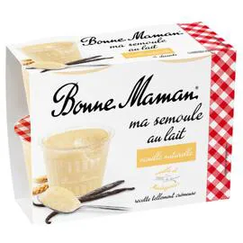 BONNE MAMAN Semoule au lait à la vanille naturelle 4x100g