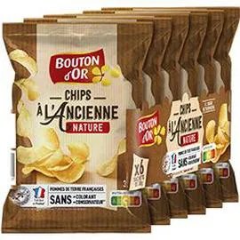BOUTON D'OR Chips à l'ancienne, nature 6x30g