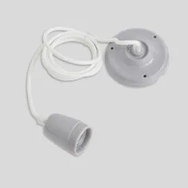 GIRARD SUDRON Suspension Douille Grise En Céramique E27 Et Cable Textile Blanc l'unité