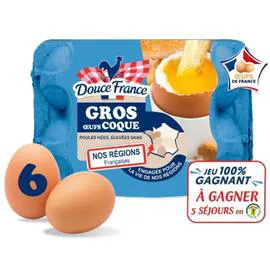 Oeufs Coque Calibre Gros Datés du Jour de Ponte (x6)