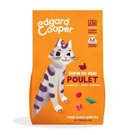 Croquettes pour chat adultes au poulet naturelle et sans céréales (750g)