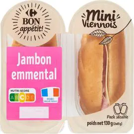Sandwich mini viennois jambon emmental (130g)