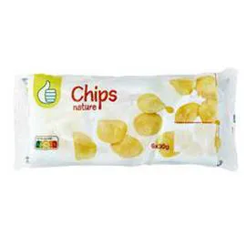 AUCHAN, POUCE Chips nature sachets individuels 6x30g
