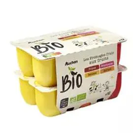 Fromage frais bio aux fruits fraise framboise abricot banane (12x50g)