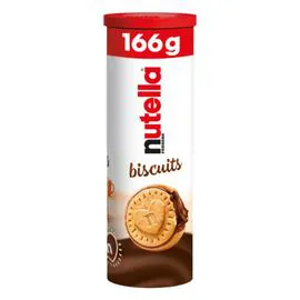 FERRERO, NUTELLA Biscuits fourrés pâte à tartiner aux noisettes et cacao 166g