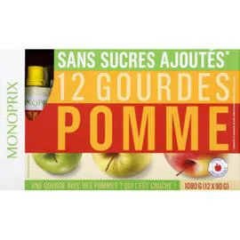MONOPRIX Purée de pommes sans sucres ajoutés 12x90g