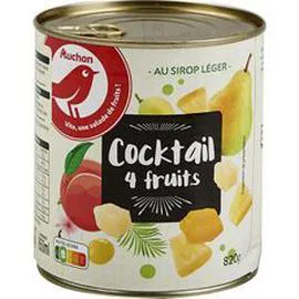 AUCHAN Cocktail de 4 fruits au sirop léger 500g