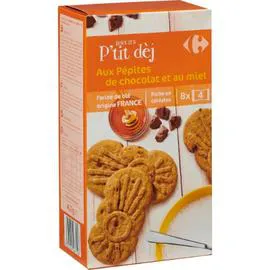 CARREFOUR Biscuits petit déjeuner pépites de chocolat miel 8x50g