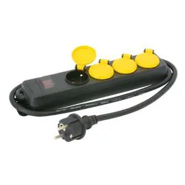 GEFOM Multiprise quadriplite intr IP44 HO7RNF 3G1,5mm² câble 1,30m l'unité