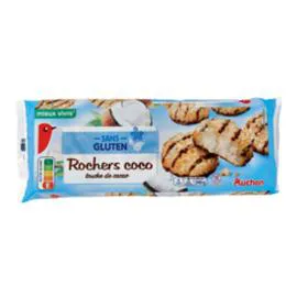 AUCHAN MIEUX VIVRE Biscuits rochers coco sans gluten sachets individuels 240g