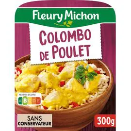 Plat cuisiné colombo de poulet et riz long (300g)