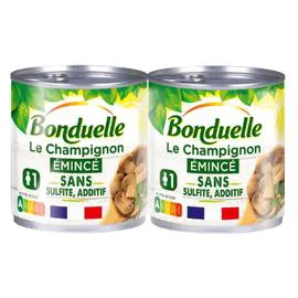 BONDUELLE Champignons émincés sans sulfite et sans additif 2x115g
