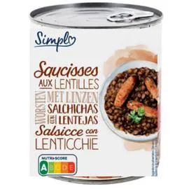Plat cuisiné saucisses aux lentilles (840g)