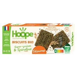 Biscuits encas sésame spiruline et graines BIO (160g)