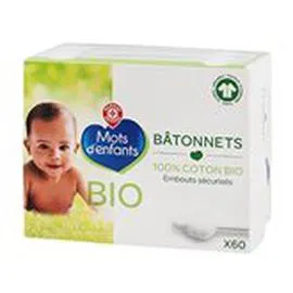 MARQUE REPÈRE, MOTS D'ENFANTS Coton-tiges bébé Bio - x60 x60