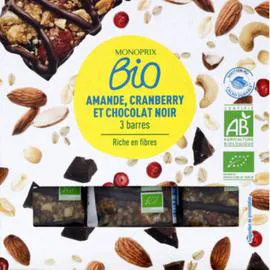 Barres Amande, Cranberry et Chocolat Noir (750g)