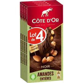 Chocolat noir amandes entières (4x180g)