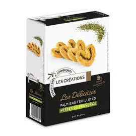 LES CRÉATIONS Les Délicieux Palmiers feuilletés herbes de Provence 100g