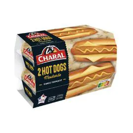 CHARAL Hot Dogs saveur moutarde 2x120g