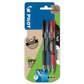 3 Stylos Rollers G-2, Pointes moyennes rétractables (x3)